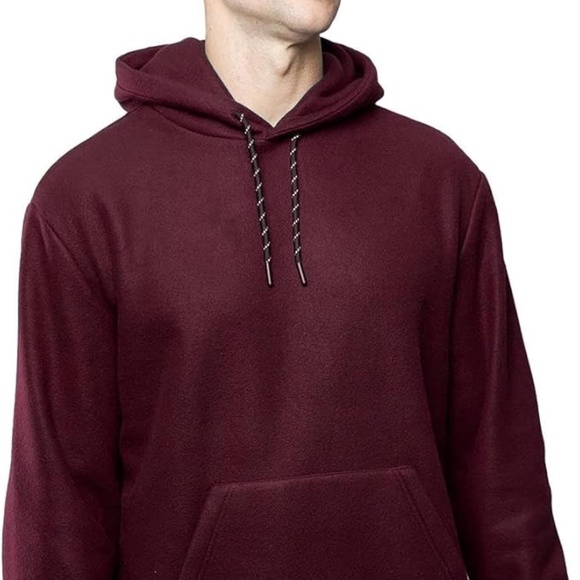 NEW Men's Lazer Medium Polar Fleece Pullover Hooded Sweatshirt Maroon - Picture 2 of 3